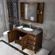 卫浴新中式实木浴室柜组合落地式洗脸洗手盆，镜柜卫生间洗漱台盆柜