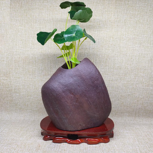 石头花盆创意天然鹅卵石，盆绿植铜钱草禅意花器无孔水培植物花瓶