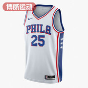 NIKE耐克 男子76人队西蒙斯25号球迷版球衣篮球T恤CW3605-105
