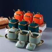 轻奢陶瓷调味罐调味盒，厨房用品调味瓶，盐罐创意北欧调料罐套装