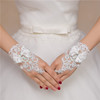 韩式新娘手套露指短款蕾丝车骨花绑带蝴蝶结粘钻婚纱结婚手袖