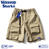 wassupshark美式工装短裤，男女夏季潮牌宽松休闲运动机能五分裤薄