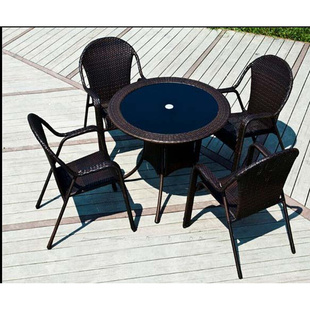 室外家具编藤仿藤椅子茶几三五件套伞庭院阳台休闲洽谈餐桌椅组合