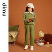 笛牧女童运动服套装2023秋装，洋气甜酷印花儿童休闲卫衣两件套