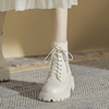 秋冬马丁靴女2023真皮白色短靴，女款英伦风，厚底加绒靴子冬季女