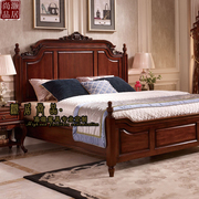 美式乡村实木床主卧床高端复古雕花卧室1.8米柱子床双人床定制