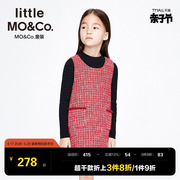 little moco童装春装女童过年衣服洋气小香风红色无袖连衣裙儿童