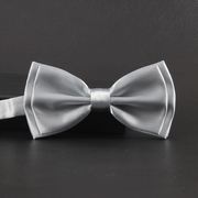 双层黑色白色bow tie 男女正装新郎伴郎结婚礼服银灰色蝴蝶结领结