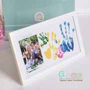 新生儿童满月百天周岁礼物宝宝手脚印相框家庭聚会彩色手印纪念框
