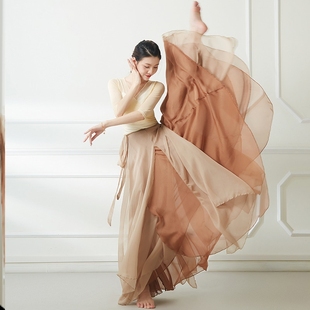 中国古典舞蹈服720度飘逸半身裙，知否双层大摆裙美丽的神话演出服