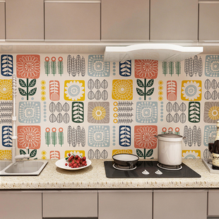 厨房防油贴纸灶台创意瓷砖卡通墙贴防水墙面装饰贴画自粘现代简约