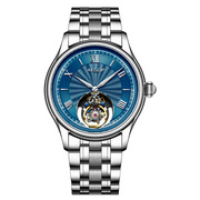  夜光男士手表纯真风皮带瑞士机械陀飞轮商务钢带国产腕表