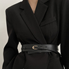 腰带女士2023高级感装饰连衣裙配西装外套时尚，宽腰封皮带黑色