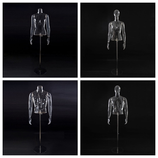 3D镂空透明假人模特道具 电商拍照 服装店展示 半身头胸臀脚模具