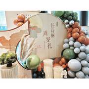 中秋节背景板中国风新中式国潮周年庆，气球布置装饰复古秋色