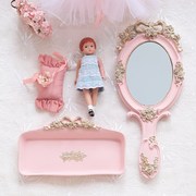 lsuss少女风装饰品，蝴蝶结玫瑰装饰摆件工艺品树脂手镜