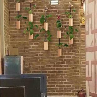 壁挂木质花瓶水培植物花器餐厅隔断装饰家居幼儿园民宿吊挂件简约