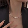 单颗珍珠吊坠项链女夏季2023年潮碎银子锁骨链网红个性脖颈链
