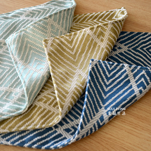 欧式美式蓝提花三角纹西餐垫杯垫餐布餐巾餐桌垫家用盘垫装饰布艺
