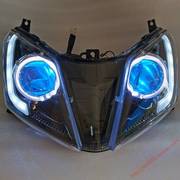 UY125摩托车改装升级LED大灯双光透镜鱼眼恶魔眼总成配件