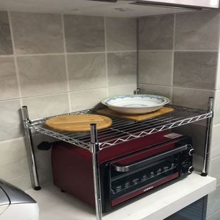橱柜衣柜分层厨房置物架微波炉架不锈钢色隔层架锅架碗架加高调节