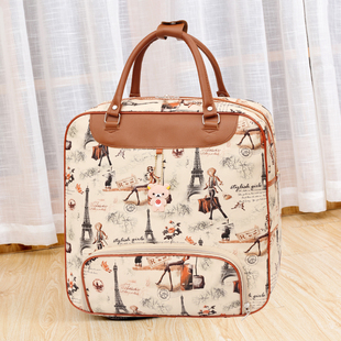 短途旅行袋女大容量防水轻便旅行包，手提韩版卡通可爱学生小行李包