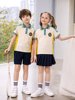小学生校服长袖衬衣条纹衫两件套儿童polo衫夏天服装班服经典老师