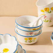 。4个套装饭碗家用陶瓷小碗米饭碗早餐甜品碗2022家庭餐具ins