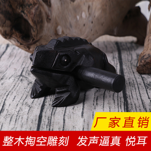 泰国原产芒果木雕刻黑色招财蛙家居摆件工艺纪念动物发声玩具