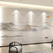现代轻奢新中式水墨山水壁布客厅电视背景墙壁纸沙发影视壁画墙布