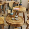 原木日式美式异形边香樟木圆形侘寂风创意茶几客厅家用椅茶桌组合