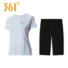361短袖t恤运动套装女夏季361度跑步七分裤健身速干运动服两件套
