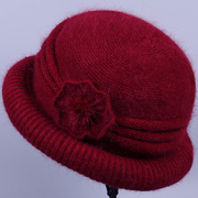 长兔毛针织混纺盆帽高品质，加绒加厚保暖
