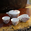 日本进口茶具套装九谷烧吉田屋牡丹茶壶茶杯陶瓷茶具日式家用办公