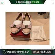 香港直邮salvatoreferragamo女士，浅粉色平底皮革运动鞋0603414