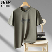 jeep短袖t恤男夏季圆领，打底衫半袖体恤男士，印花休闲运动上衣