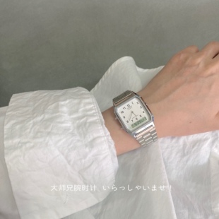 复古数字盘|干净简约日本casio卡西欧ins风手表钢带表