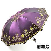 变色闪光布防晒伞变色龙黑胶森系女士加强防紫外线折叠晴雨伞