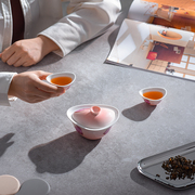 虎口盖碗陶瓷茶具套装功夫茶器，家用现代高端泡茶1壶3杯兔年限定版