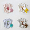 韩版婴幼儿可爱卡通动物印花短袖，爬服包屁衣夏装，短袖宝宝三角哈衣