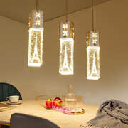 现代简约led餐桌吊灯三头水晶，北欧饭厅餐厅灯创意个性吧台楼梯灯