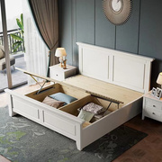美式实木床1.8m韩式田园公主，床1.5m现代简约单人床收纳储物高箱床
