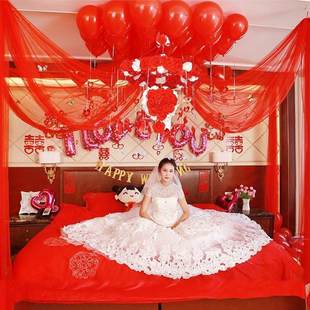 创意婚庆用品婚房布置玫瑰，花球卧室新房中欧式婚礼，拉花纱幔装饰