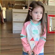巴拉巴拉韩版童装2024春季女童小童卡通拼色长袖T恤打底