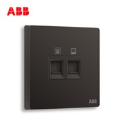 ABB轩致星空黑色纯平无框家装开关二位电话电脑网络插座AF323-885