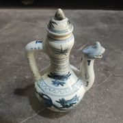 复旧陶瓷器青花龙纹高颈风头酒瓶子明宣德年制景德镇客厅桌面工艺
