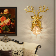 美式招财电镀鹿头壁灯，客厅卧室电视背景墙，现代简约创意动物壁灯