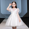 女童连衣裙白色2023洋气，礼服夏季女孩公主裙，蓬蓬纱裙儿童裙子