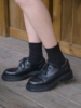 远家头层水染牛皮黑色方圆，大头皮鞋厚底，增高防滑复古鞋w-626限量