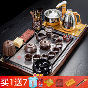 瓷牌茗茶具(cipaimingteaset)功夫茶具茶盘实木，家用整套四合一